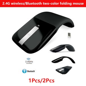 MICE 1 / 2PCS Pliant pliant sans fil / Bluetooth Arc Touch Computer Mute Office souris Ergonomic Slim Laser MICE pour Windows / OS Microsoft