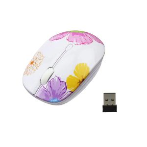 Souris 1200DPI rose souris de jeu d'ordinateur 2.4G souris sans fil mode motif de fleur souris portable mini souris optique pour ordinateur portable PC