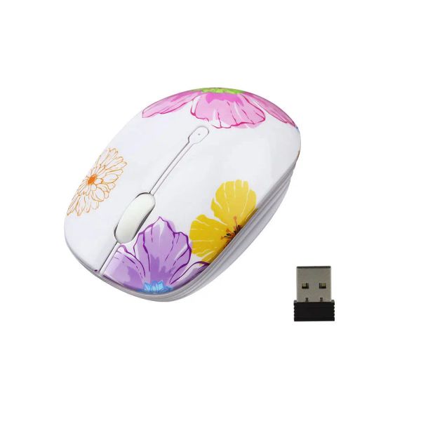 Ratones 1200DPI Ratón para juegos de computadora rosa 2.4G Ratón inalámbrico Patrón de flores de moda Ratón Mini ratón óptico portátil para PC portátil