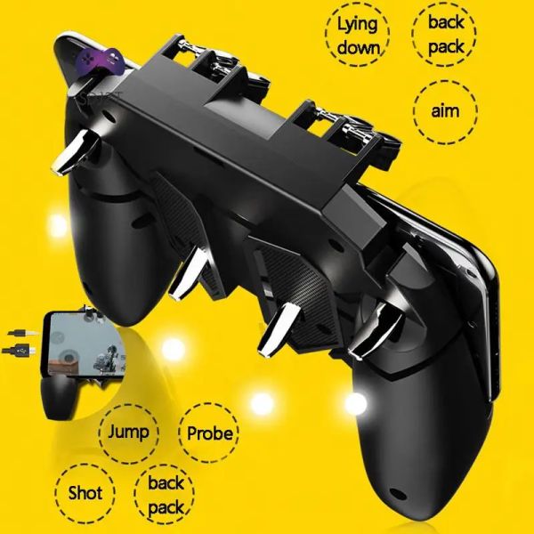 MICE 1PC Black Sensitive sans délai Métal Trigger Joystick Control PUBG pour PUBG Controller AK66 Six Finger Gamepad Triggers PUBG