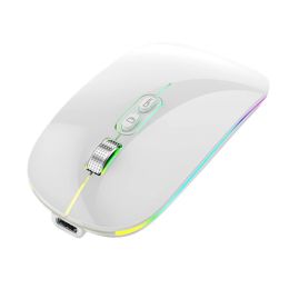 Souris 2.4G + BT5.1 souris sans fil bimode souris ergonomique 3 vitesses réglable DPI intégré 500 mAh batterie au Lithium Rechargeable