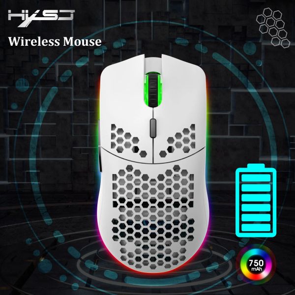 Souris 2.4G souris de Charge sans fil RGB lumineux ultraléger souris en nid d'abeille 4 DPI réglable 6 boutons souris de jeu pour ordinateur portable bureau PC Gamer