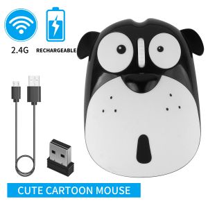 Ratones 2,4G ratón de carga inalámbrico Mini lindo ratón de dibujos animados receptor USB ratón óptico silencioso ratón de Juegos de ordenador para PC portátil