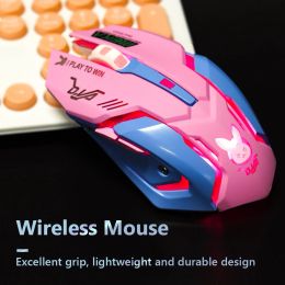 Souris 2.4G souris optique de jeu sans fil 2400DPI 6 boutons souris muettes souris de joueur d'ordinateur souris silencieuse avec rétro-éclairage pour bureau de joueur