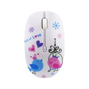 Ratones 2.4G Ratón inalámbrico Patrón de flores de moda Mini portátil Óptico 1200DPI Juegos de computadora para PC portátil