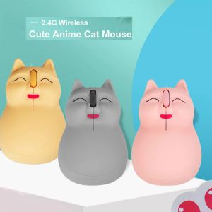 Muizen 2.4G Draadloze Muis Voor Kinderen Gift Leuke Anime Kat Ontworpen Creatieve Mause 3D Ergonomische USB Optische 1200 DPI Muizen Voor PC Laptop