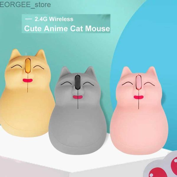 Ratones 2.4g Ratón inalámbrico para niños Regalo lindo gato de anime diseñado por mause óptico óptico óptico óptico 3D óptico para la computadora portátil PC Y240407