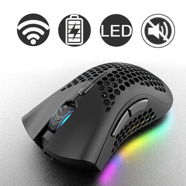 Souris 2.4G sans fil RGB lumière nid d'abeille souris de jeu pour ordinateur portable ordinateur portable PC Gamer bureau souris Gamer USB Rechargeable mignon