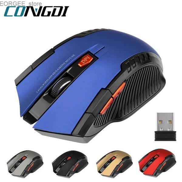 Souris sans fil de souris sans fil 2,4 GHz avec console de jeu de récepteur USB 1600dpi souris 6 à boutons utilisés pour les accessoires d'ordinateur portable de la console de jeu de souris y240407 pour ordinateur portable Y240407