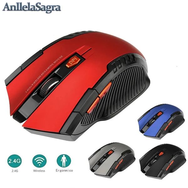 Souris Souris optique sans fil 2,4 GHz, avec récepteur USB, 1600 DPI, 6 boutons, pour ordinateur portable, accessoires 231101