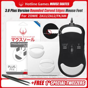 Muizen 2 Sets Hotline Games 3.0 Plus Afgeronde Gebogen Randen Mouse Skates Voor Zowie Za11 Za12 Fk1 Fk2 Fk + muis Voeten Pad Vervanging