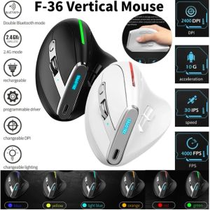 MICE 2400 DPI 8 boutons sans fil souris rechargeable de souris professionnelle F36 souris verticale ergonomique pour ordinateur portable ordinateur de bureau