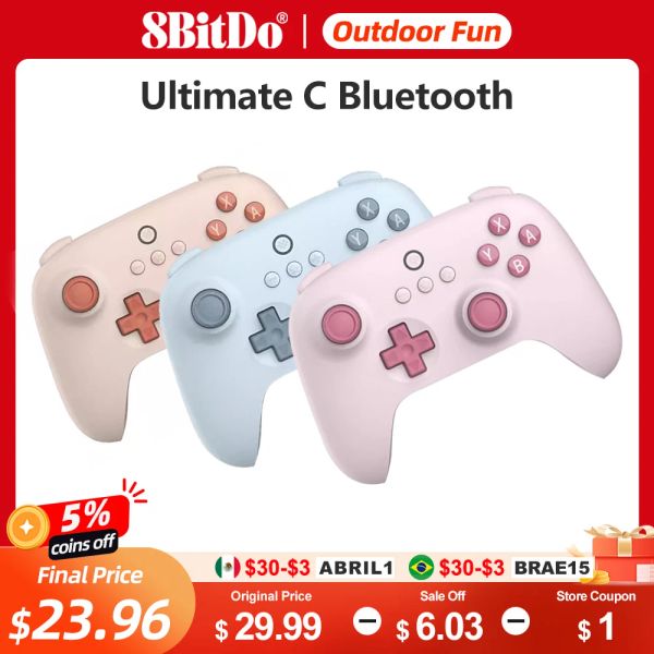 Ratones 8bitdo Ultimate C Bluetooth Gamepad Controlador de juegos inalámbricos Nuevos colores Naranes azules de color azul rosa compatible con Nintendo Switch OLED