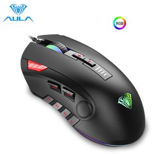 MICE AULA H512 RVB GAMING MONDE 12 BOUTONS PROGRAMMATION 5000 DPI Souris câblée USB optique réglable avec touches de feu pour ordinateur portable PC