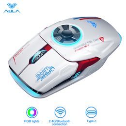 Muizen AULA H530 est Draadloze muis Vier modi Decomprimeren Opladen Gyro Roterend Esports Gaming RGB 230804