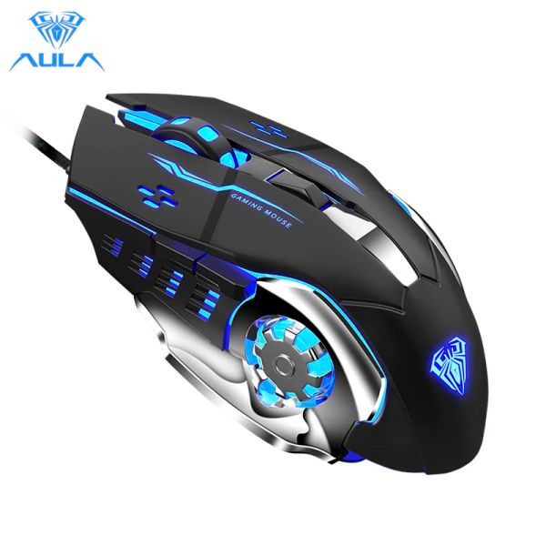 Souris AULA S20 Souris de jeu professionnelle 2400 DPI Réglable USB Filaire Rétroéclairé Ergonomique Optique LED Souris