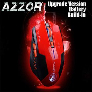 Mice AZZOR Rechargeable Wireless Mouse Mute Butto Gaming Mice 2400 DPI 2.4G FPS Gamer Lithium Battery Build-in For PC Laptop Computer T221012