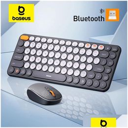 MICE BASEUS MOUSE BLUetooth Wireless Computer Toetsenbord en Combo met 24 GHz USB -ontvanger voor PC Tablet Laptop 231030 Drop Delivery Com OTCLS