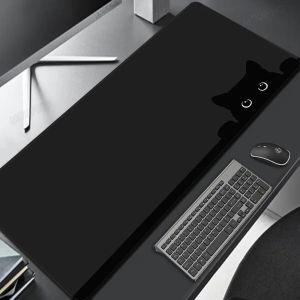 Souris noir tapis de souris Kawaii chat mignon tapis de bureau ordinateur portable tapis de souris de jeu japon Gamer tapis grand ordinateur bureaux accessoires tapis de souris