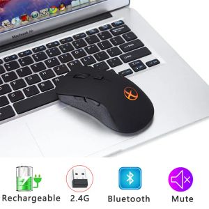 Souris Bluetooth 5.0 Souris DPI 1600 Ordinateur ergonomique silencieux sans fil rechargeable pour iPad / Mac / Tablette / Macbook Tablette de bureau de jeu