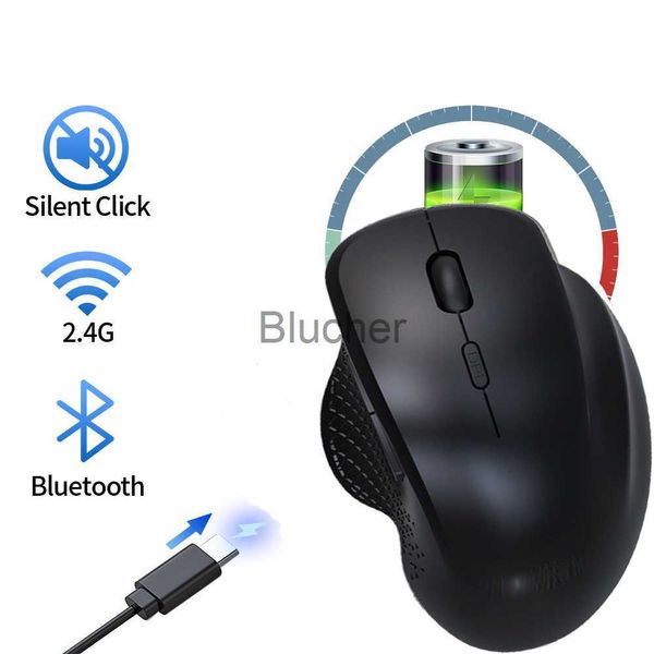 Ratones Bluetooth Mouse 24G Modo dual Switch ergonómico REGONIZABLE MUTE MUTE MUTE MUTE VERICA COMPUTADORA USB USB para la portátil PC X0706