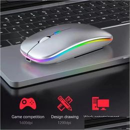 Souris Bluetooth USB Souris sans fil rechargeable 2,4 GHz LED Lumière silencieuse Conception ergonomique Tactile pour ordinateur portable Livre iPad PC Ordinateur Drop Dhokr