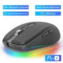 Muizen Bluetooth Draadloze Muis USB Computer Stille Ergonomische 2400 DPI Optische Mause Gamer Geruisloos Voor PC Laptop 230804