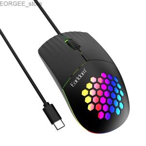 Muizen C-type muis USB C-Cable Game Mouse Ergonomic 7 RGB-achtergrondverlichting 1600DPI Verstelbare laptop desktop PC Pad Y240407