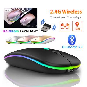 Souris chargeant la souris sans fil Bluetooth 5.1 avec la souris USB RVB 2,4 GHz 1600 DPI adaptée aux tablettes MacBook, ordinateurs portables et souris 231101