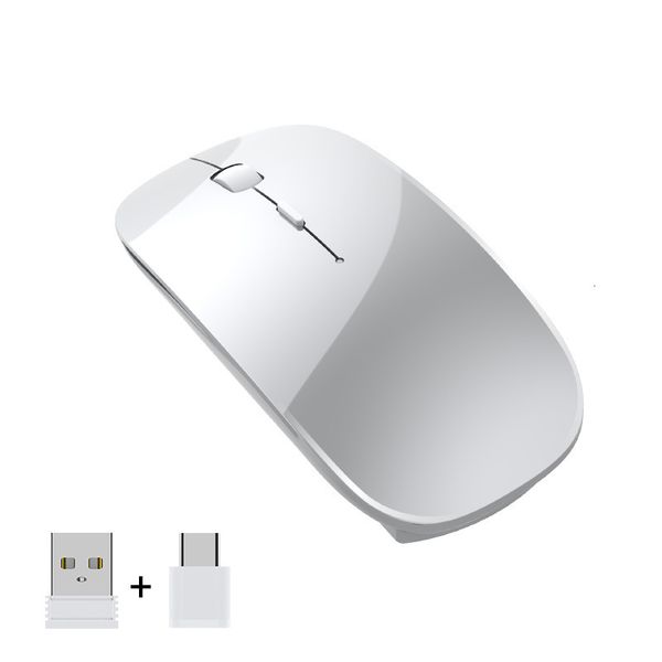 Souris de charge Type c Souris sans fil USB Double récepteur Muet Conception ergonomique 1000 1200 1600 Trois vitesses DPI 230301