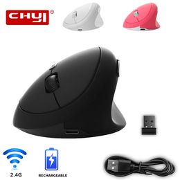 Souris chyi ergonomic vertical souris 2.4g wireless usb rechargeable 1600dpi gamer souris 6d mini souris de jeu pour ordinateur portable PC