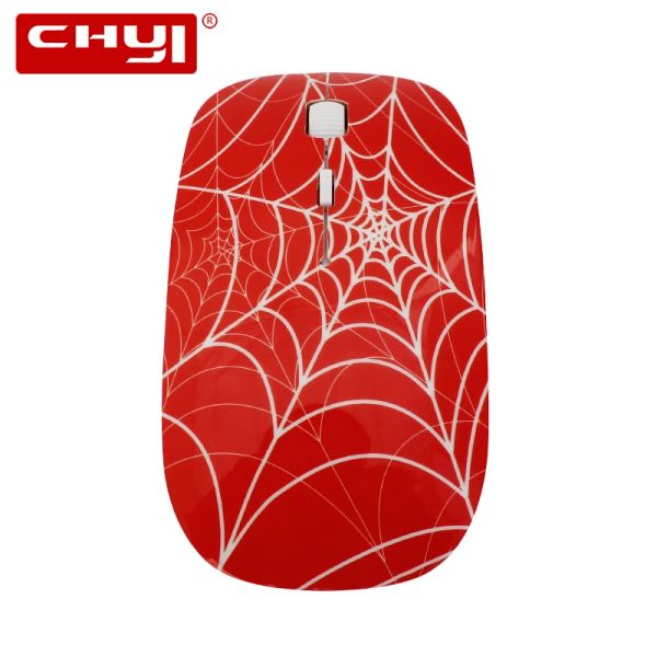 Souris CHYI Spider Web sans fil Ultra mince USB Mini ordinateur souris optique 3D mince PC Mause dessin animé enfants Cool souris créatives pour ordinateur portable