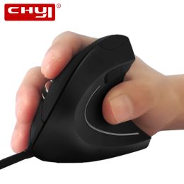 Souris CHYI souris verticale filaire souris de jeu optique ergonomique 800/1200/2000/3200 DPI USB lumière LED ordinateur Mause Gamer avec tapis de souris