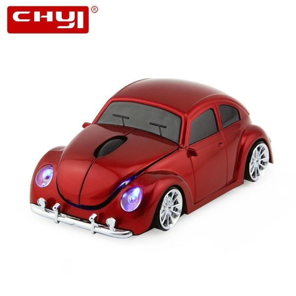 Souris CHYI sans fil Mini voiture forme souris d'ordinateur optique USB Auto PC Mause 3D VW Beetle voiture Maus 2.4 Ghz 1600 DPI LED souris pour ordinateur portable