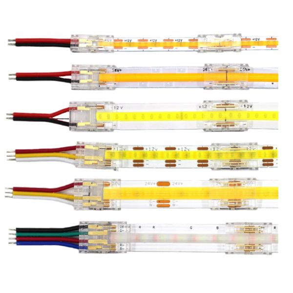 Connecteurs de fil à bande lumineuse LED COB MINI MICE 2 3 3 PIN CONNEXION SOLDERNE sans soudure FCOB RVB CCT 5 8 mm Strip LED To Strip Wire Connecteur