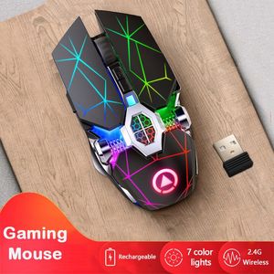 Souris souris d'ordinateur 2.4G souris sans fil souris de jeu Rechargeable lumière colorée optique ergonomique souris d'ordinateur portable/PC