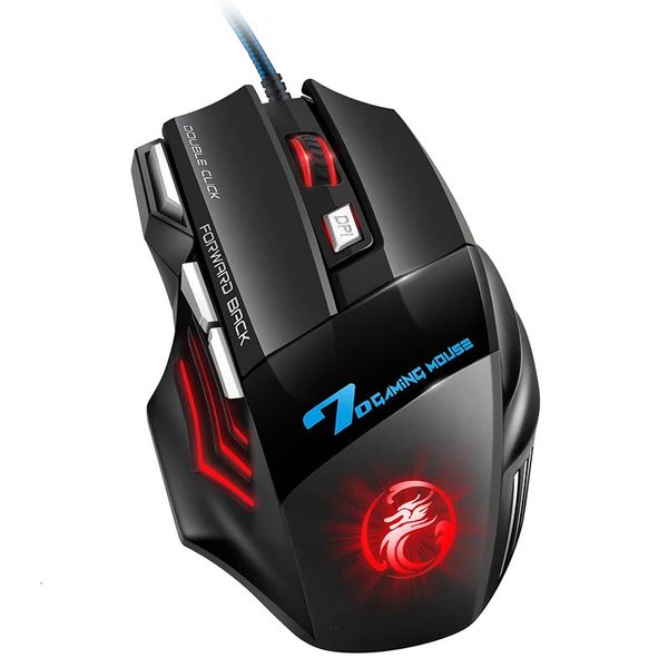 Souris Souris d'ordinateur Gamer Souris de jeu ergonomique USB Filaire Jeu Mause 5500 DPI Souris silencieuse avec rétroéclairage LED 7 boutons pour PC portable 231020