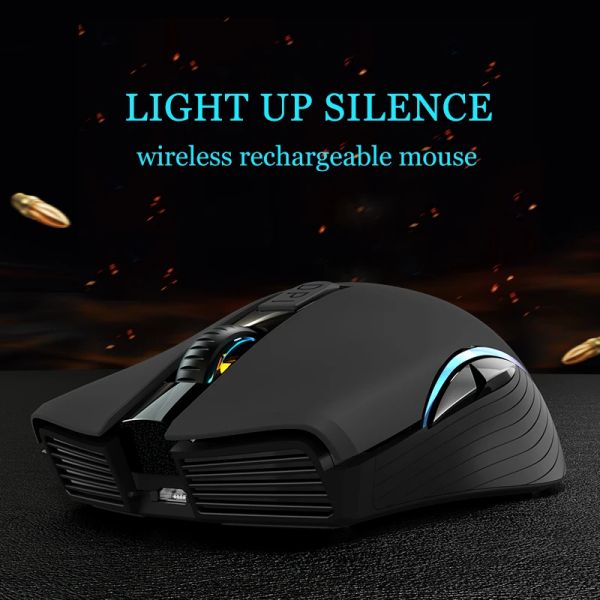 Souris souris d'ordinateur sans fil pour ordinateur portable Bluetooth Silence pleine taille rechargeable avec Nano USB, 3 DPI 6 boutons pour iPad Mac Macbook