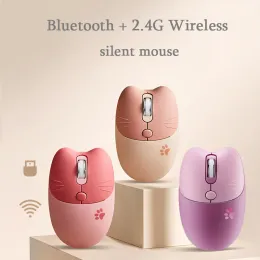 Souris mignonnes sans fil Bluetooth souris ergonomique rose optique souris usb kawaii double mode jeu violet souris silencieuse pour ordinateur portable PC ordinateur