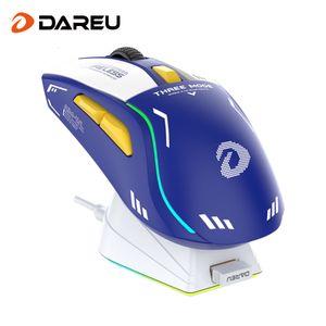 Souris DAREU PC Gaming Mouse Tri-mode Connect Bluetooth filaire 2.4G souris sans fil avec base de chargement boutons KBS Mous pour ordinateur portable Gamer 230831