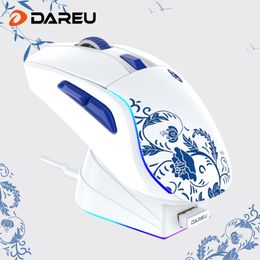 Souris DAREU Tri mode Gaming Mouse AIM WL Sensor Bluetooth Filaire 2 4G avec Base de Charge Conception Légère Mous pour Ordinateur Portable Gamer 230712