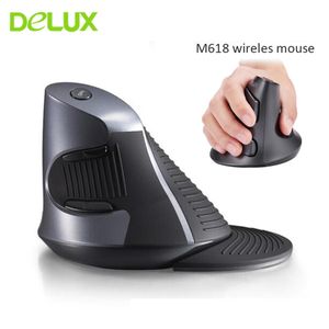 MICE DELUX M618 Ergonomic Vertical Wireless / Wire Mouse Computer Gaming Mause Fashion 1600 DPI USB 5D GAMER OPTIQUE MICE POUR PC OPROS