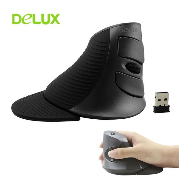 Ratones Delux M618GX Ratón inalámbrico vertical ergonómico 2.4GHz 6 botones Mause 1600DPI Ratones ópticos 3D verticales para PC Computadora portátil