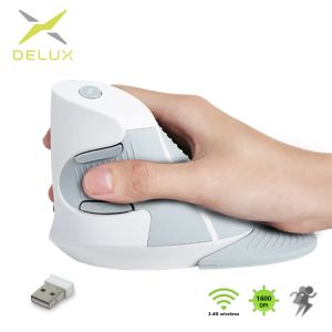 MICE DELUX M618GX Couleur blanc sans fil de souris verticale 6 boutons Optical Ergonomic 2,4 GHz avec Palm Rest pour ordinateur portable PC