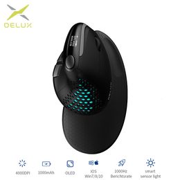 Souris Delux Seeker M618XSD Souris Verticale Ergonomique Ecran OLED USB Sans FilBT 50 Rechargeable 1000hz Berichtsrate Pour PC Portable 230808