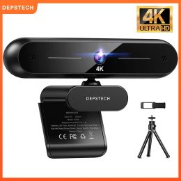MICE DePstech DW40 4K HD webcam 8MP Focus Auto Camera USB avec microphone webcamera pour ordinateur portable PC / Call vidéo / zoom / streaming
