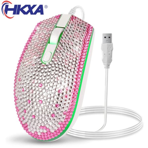 Souris Diamant Filaire Souris De Jeu 1600 DPI Rétroéclairage Coloré Optique USB Souris D'ordinateur Gamer Souris Femmes Fille Rose Souris pour PC Ordinateur Portable