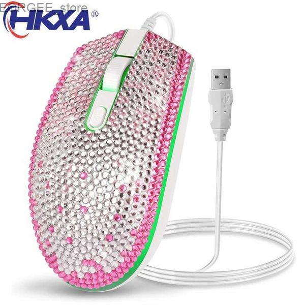 Rate Diamond Wired Gaming Mouse 1600 DPI Color Backlight Optical USB Computer Ratón Ratón Femenino Pin Pc PC PC LAPTOP Y240407