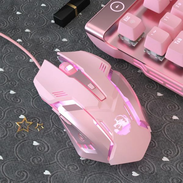 MICE ERGONOMIQUE GAMING WIRED GAMING 6 boutons LED 2400 DPI USB Computer Gamer Mouse K3 Pink Gaming Mouse and Mouse Pads for PC Ordin