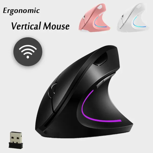 Ratones ergonómicos inalámbricos, ratón Vertical, USB, óptico, para juegos, con cable, mano derecha, izquierda, luz LED, ratón de ordenador, Gamer para ordenador portátil y PC